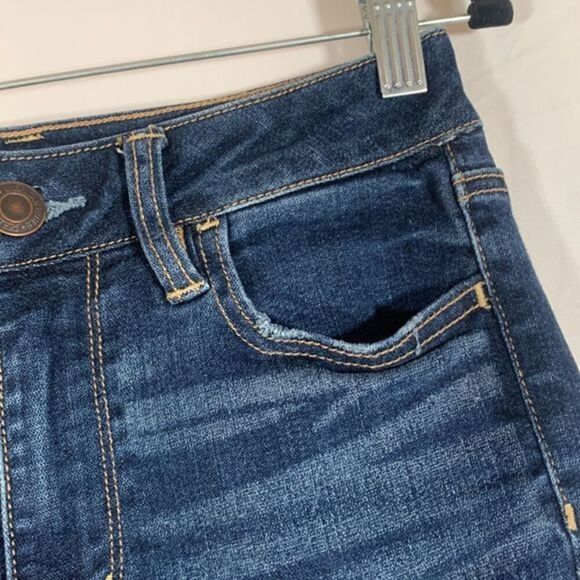 American Eagle Dark Wash Distressed High Rise Jeggings - Picture 9 of 16